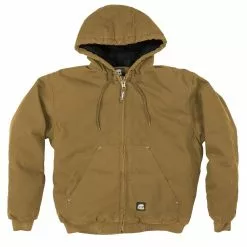 Lincoln Outfitters Men's Flex Washed Duck Sherpa Lined Hooded Jacket Brown - RLHJ317HKY - Jackets