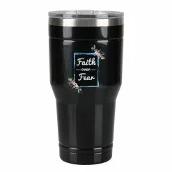 Lincoln Outfitters "Faith Over Fear" 30 oz. Religious Tumbler, Black - 89-631-0204 - Tumblers