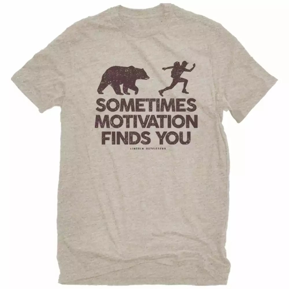 Lincoln Outfitters Men's Short Sleeve Sometimes Motivation Finds You T-Shirt Oatmeal - LO-148 - T-Shirts 1 Lincoln Outfitters Men's Short Sleeve Sometimes Motivation Finds You T-Shirt Oatmeal - LO-148 - T-Shirts