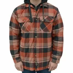 Lincoln Outfitters Men's Hooded Shirt Jacket Russet Red - LOHJ-A0417 - Jackets