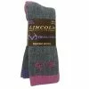 Lincoln Outfitters Ladies Merino Wool Blend Boot Sock - 2 Pack - Grey With Fuchsia/Purple-Ladies Size Medium RT/L2/72120-FU-PU-M - Socks Women's
