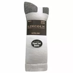 Lincoln Outfitters Men's Ultra-Dri Steel Toe Work Sock 2 Pack White - L2/837-W - Socks