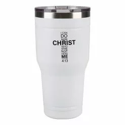 Lincoln Outfitters "All Things Through Christ" 30 oz. Religious Tumbler, White - 89-645-0204 - Tumblers