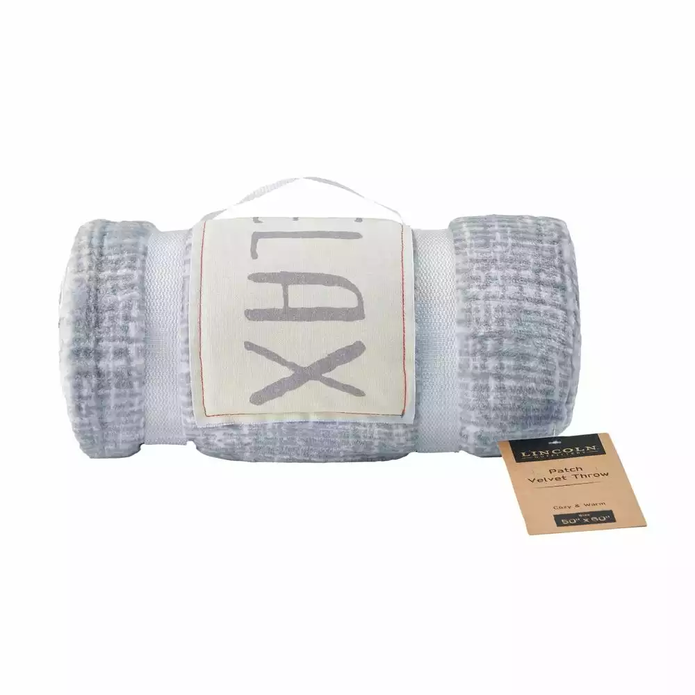 Lincoln Outfitters Solid Velvet 50 x 60 Throw with printed Relax Patch applique - RK-VELAP-REL - Blankets & Bedspreads 1 Lincoln Outfitters Solid Velvet 50 x 60 Throw with printed Relax Patch applique - RK-VELAP-REL - Blankets & Bedspreads