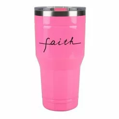 Lincoln Outfitters "Faith" 30 oz. Religious Tumbler, Pink - 89-636-0204 - Tumblers