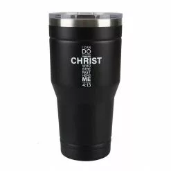 Lincoln Outfitters "All Things Through Christ" 30 oz. Religious Tumbler, Black - 89-633-0204 - Tumblers