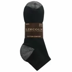 Lincoln Outfitters Men's No-Show Sock 3 Pack Black - L3/950-BL - Socks