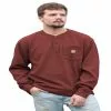 Lincoln Outfitters Men's Long Sleeve Bedford Henley Red - BRK-E0379 - Long Sleeve Shirts