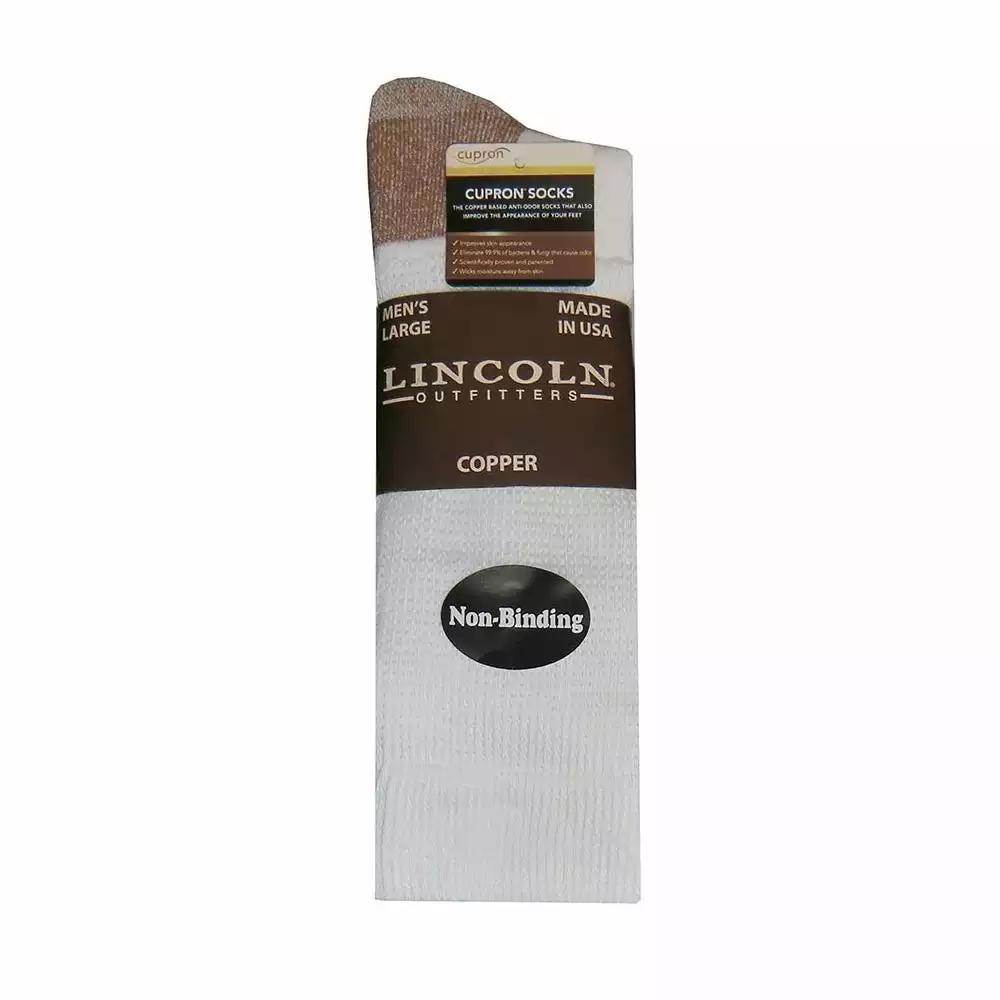 Lincoln Outfitters Men's Cupron Copper Non-Binding Sock White - L72303-W - Socks 1 Lincoln Outfitters Men's Cupron Copper Non-Binding Sock White - L72303-W - Socks