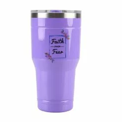 Lincoln Outfitters "Faith Over Fear" 30 oz. Religious Tumbler, Purple - 89-639-0204 - Tumblers