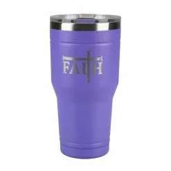 Lincoln Outfitters "Faith" 30 oz. Religious Tumbler, Purple - 89-642-0204 - Tumblers