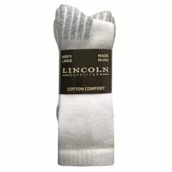 Lincoln Outfitters Men's Cotton Crew Sock 3 Pack White - L3/72302-W - Socks