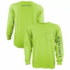 Lincoln Outfitters Men's Heavyweight Long Sleeve Pocket Graphic Tee Safety Green - LOLSPK-01SG - Long Sleeve Shirts