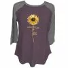Lincoln Outfitters Ladies Three Quarter Sleeve Faith Sunflower Graphite Heather- LO-LFW-05 - Three Quarter Length Shirts Women's
