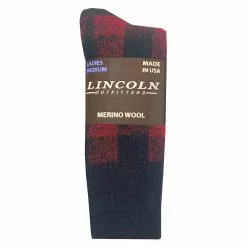 Lincoln Outfitters Women's Buffalo Plaid Merino Wool Crew Sock Red - L72227-RD - Socks