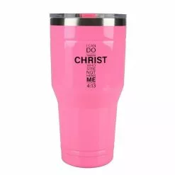 Lincoln Outfitters "All Things Through Christ" 30 oz. Religious Tumbler, Pink - 89-637-0204 - Tumblers