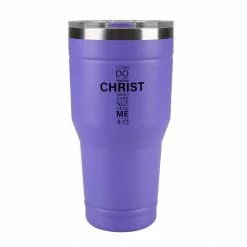 Lincoln Outfitters "All Things Through Christ" 30 oz. Religious Tumbler, Purple - 89-641-0204 - Tumblers