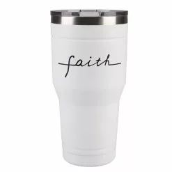 Lincoln Outfitters "Faith" 30 oz. Religious Tumbler, White - 89-644-0204 - Tumblers