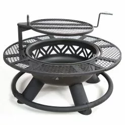 Lincoln Outfitters Steel Fire Pit with BBQ Grate - 90-165-0204 - Fire Pits & Heaters