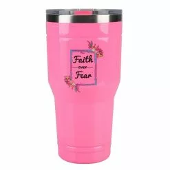 Lincoln Outfitters "Faith Over Fear" 30 oz. Religious Tumbler, Pink - 89-635-0204 - Tumblers