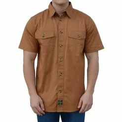 Lincoln Outfitters Men's Short Sleeve Flex-Twill Workshirt Brown - LOWS-E0218-242 - T-Shirts
