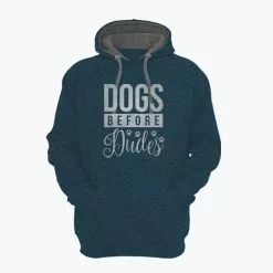 Lincoln Outfitters Dogs Before Dudes Ladie's Long Sleeve Hoodie, Bluesteel Black Heather - LO-LH28 - Hooded Sweatshirts Women's