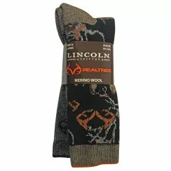 Lincoln Outfitters Men's Camo Merino Wool Blend Sock 2 Pack Camo Black - RT/L2/772-822-CBL - Socks