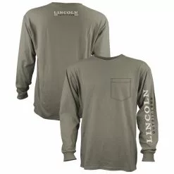Lincoln Outfitters Men's Heavyweight Long Sleeve Pocket Graphic Tee Vetiver - LOLSPK-01-V - Long Sleeve Shirts
