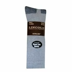Lincoln Outfitters Men's Ultra-Dri Steel Toe Work Sock 2 Pack Grey - L2/837-G - Socks