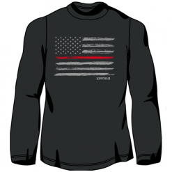 LO Youth Boy's Red Stripe Flag Long Sleeve T-Shirt Black - LOYMM-08 - T-Shirts