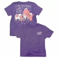 Lincoln Outfitters Youth Girl's Heifer in a Pansy Patch Short Sleeve T-Shirt - LOY-24 - T-Shirts